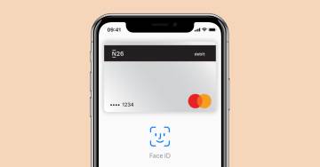 iPhone X with the N26 app showing the Apple Pay screen.