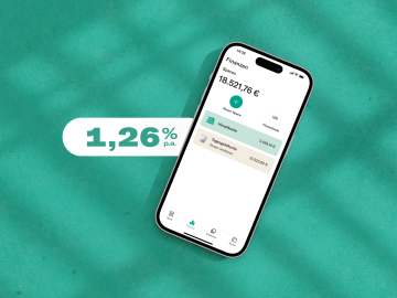 Mobile showing N26 saving account interface with a 2,26% interest rate.