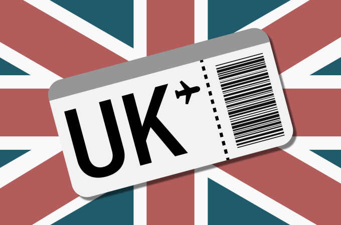 UK Flag und Barcode.