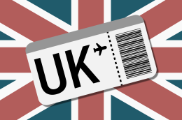 Bandera del Reino Unido y código de barras.