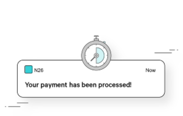 image of a push notification of a payment process in N26 app.