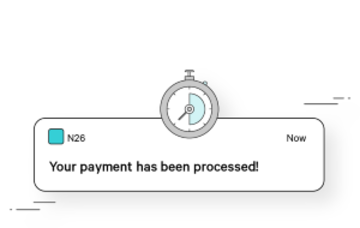 imagen de una notificación de inserción de un proceso de pago en la aplicación N26.