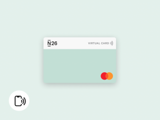 N26 Virtual card against a green background.