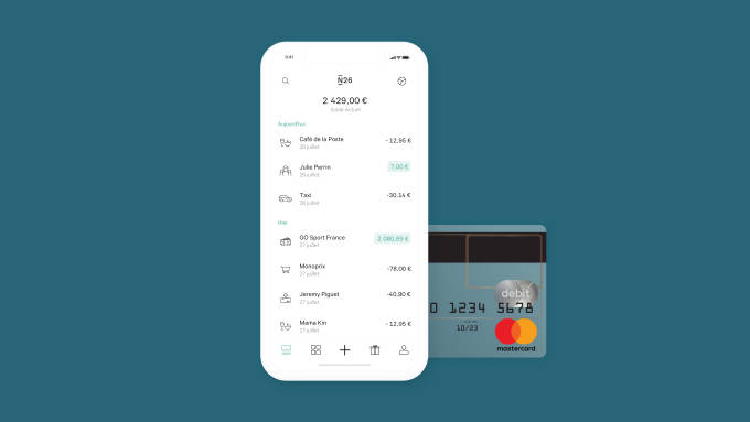 Transaction list and N26 transparent card.