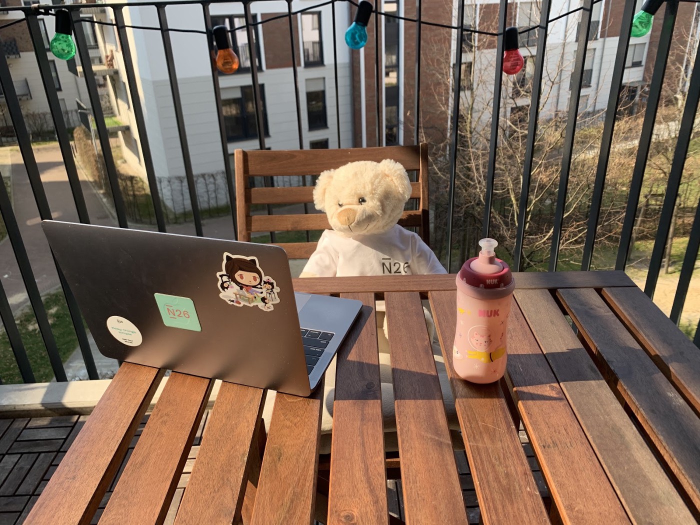 Toy sitting at a desk.