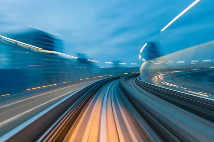 picture showing speed lights from a train.