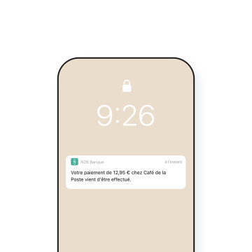 N26 Compte bancaire, notifications de paiements en temps réel.