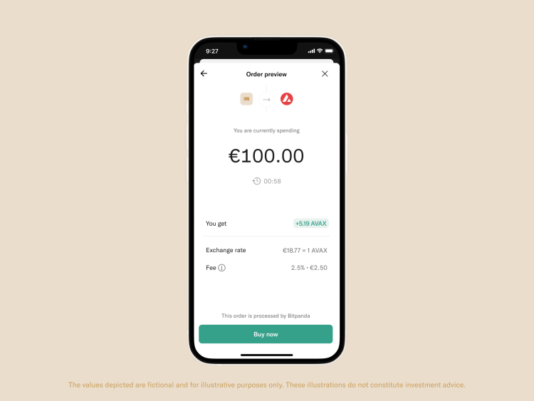 N26 app displaying Review your purchase and tap Buy now.