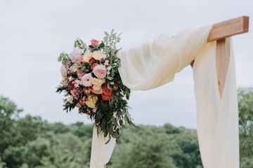 Wedding flowers on an arch.