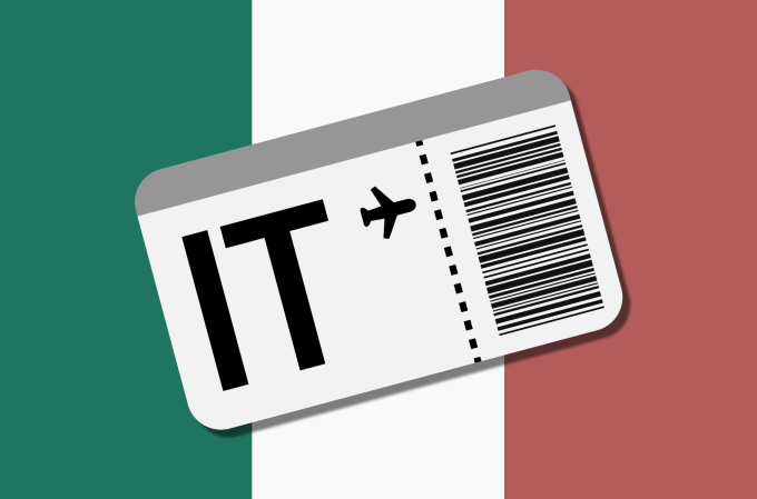Italian flag and barcode.