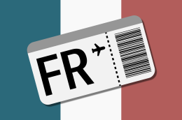 French flag and barcode.
