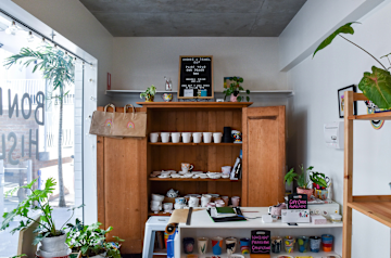 Plants and ceramics in a small business. 