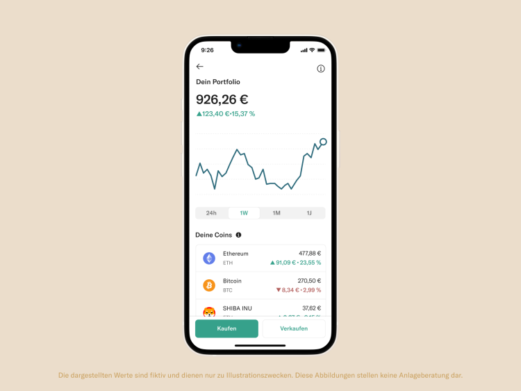 Die N26-App zeigt Erkunden Sie Ihr Portfolio und erfahren Sie mehr.