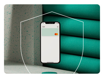 Immagine che mostra uno smartphone con carta virtuale N26 all'interno di un badge di sicurezza.