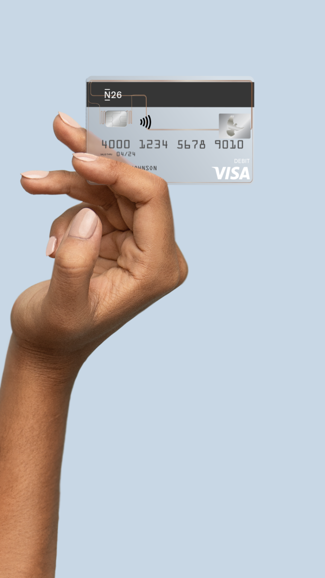 Visa Card + Hand Mobile Header Petrol (US).