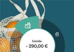 imagen de la función de las estadísticas de la cuenta bancaria N26 que muestra el gasto en las tiendas de comestibles.