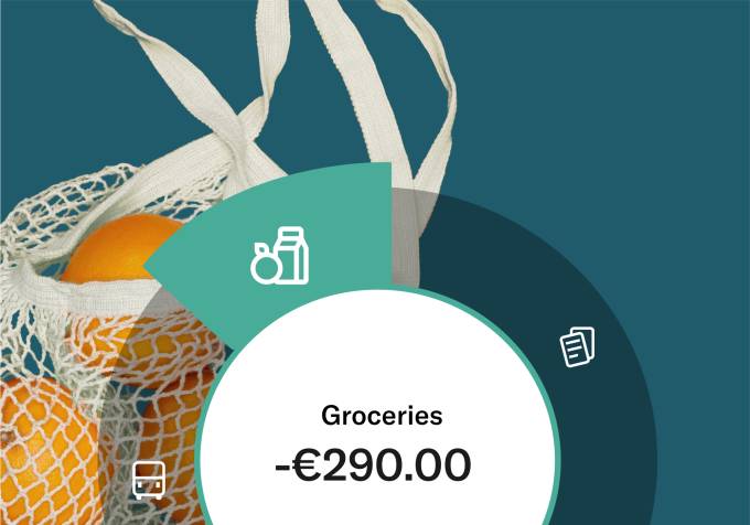 image of the statistics feature of N26 bank account showing the spend in groceries.