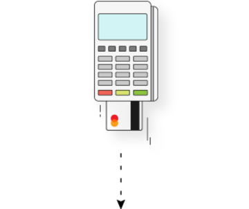 image d'une insertion de carte de débit MasterCard dans un lecteur de carte.