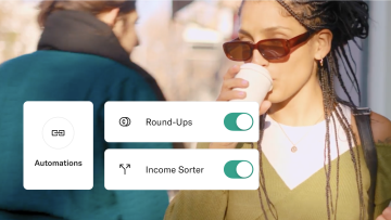Woman sips on coffee outside overlayed with N26 round ups.