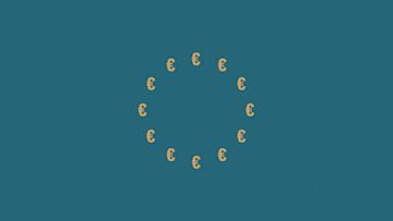 Bandiera UE ma le stelle sono simboli dell'Euro.