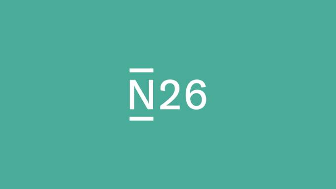 Un logo de N26 sobre un fondo de color verde azulado.