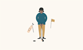 An illustrated person golfing.