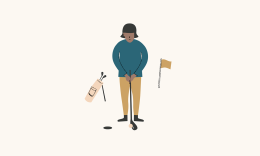 Une personne illustrée jouant au golf.
