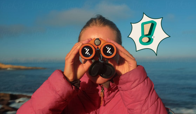 Woman with binoculars.