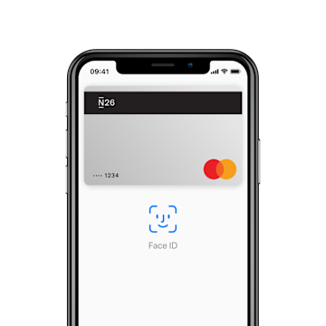 iPhone que muestra la función Apple Pay con la cuenta bancaria N26.