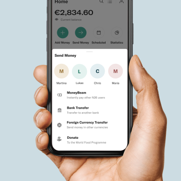 The "Donate" button in the N26 app.