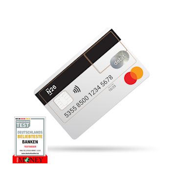 transparent N26 card with Money Logo.