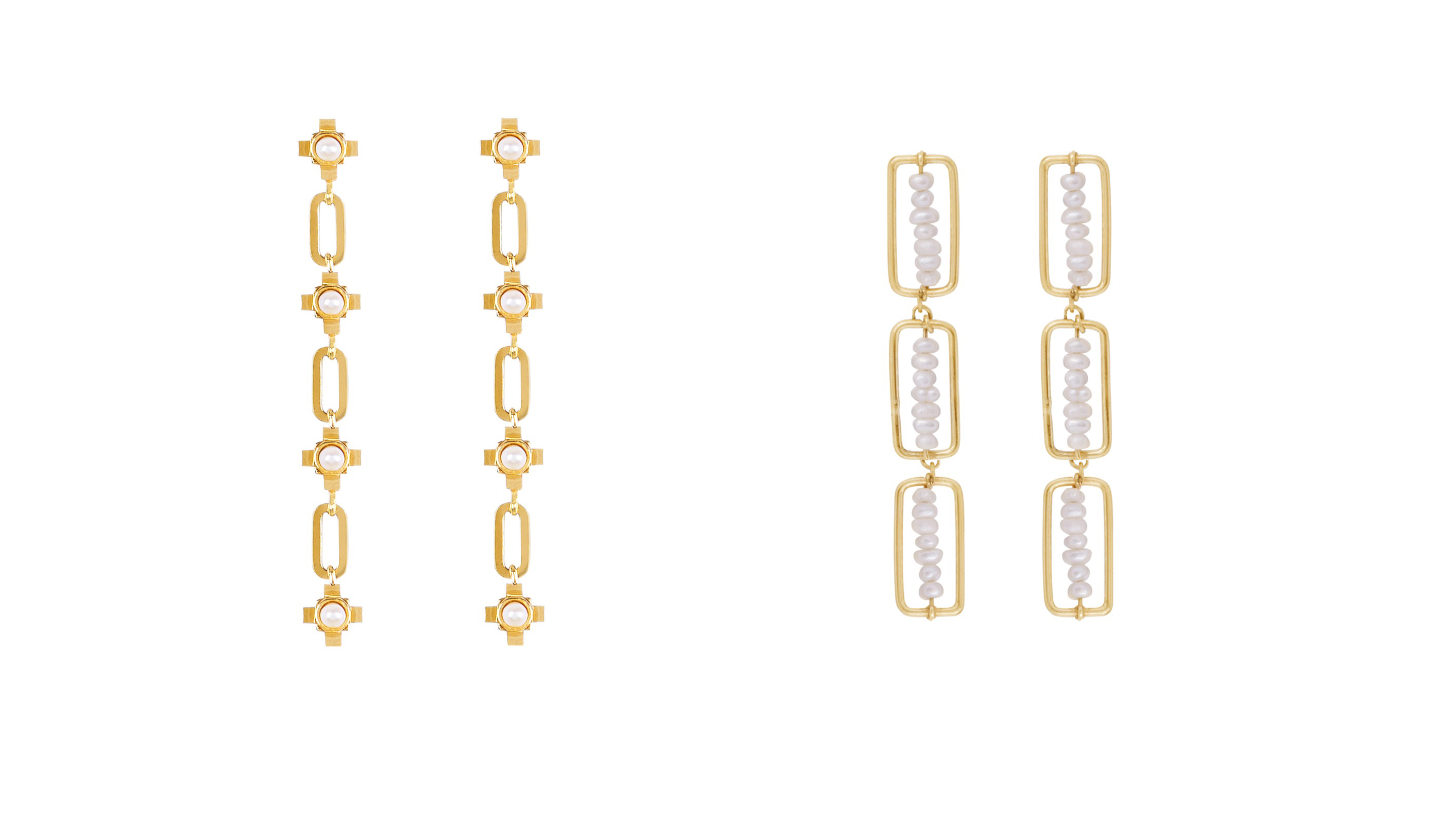 Earrings Deassin white and golden.