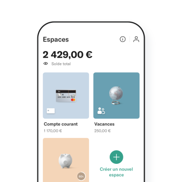 N26 You, vue d’ensemble des espaces dans l’appli.