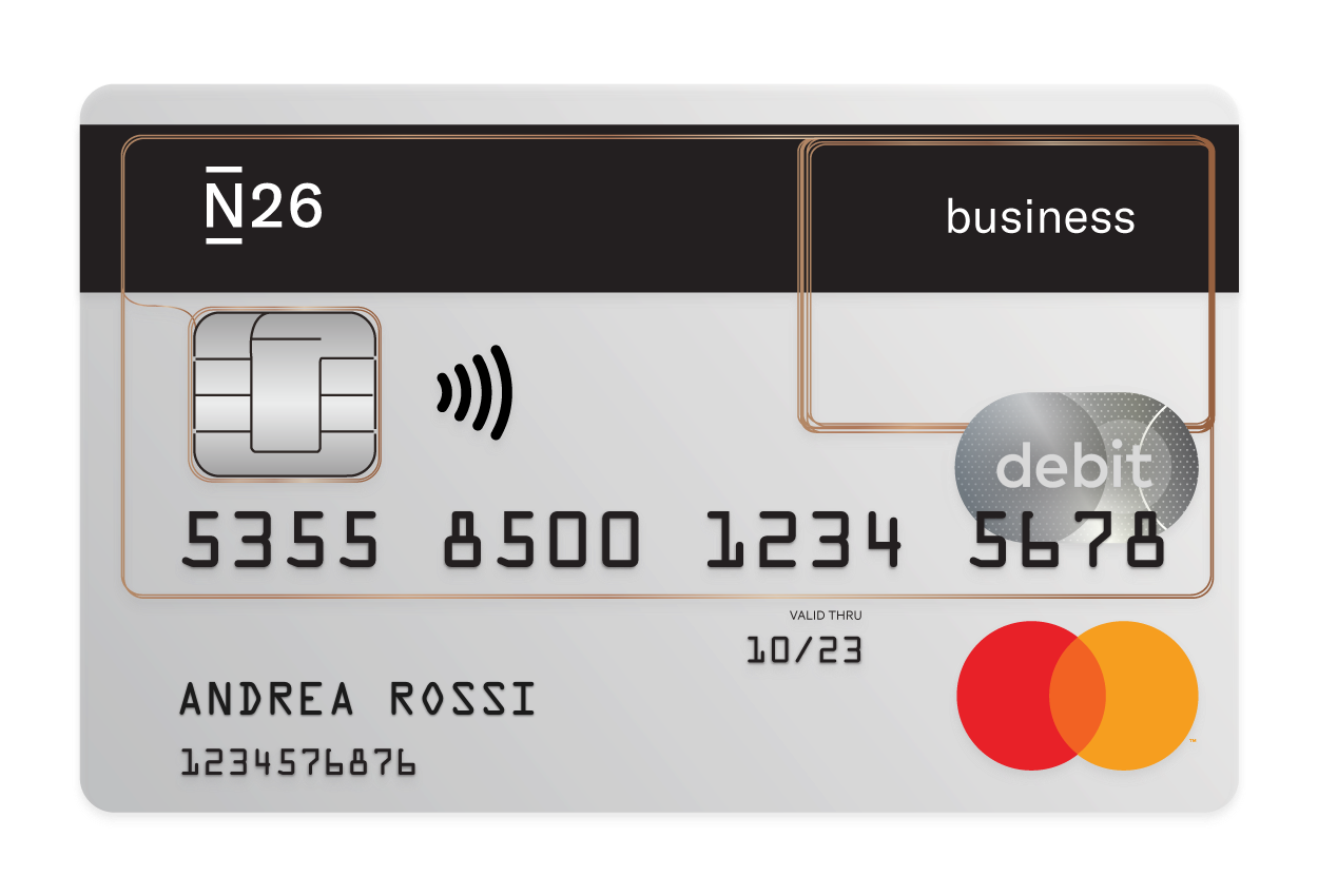 N26 - Immagine della nostra carta di debito Mastercard Business con cashback
