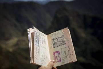 passport with stamps.