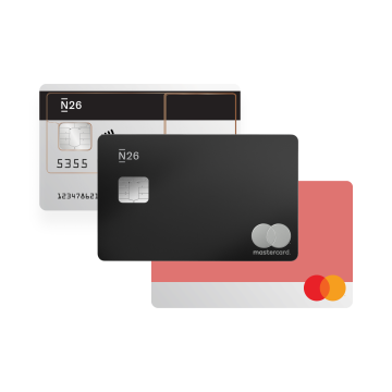 N26 Standard Bank Card, YOU Account Card, Premium Metal Card with Forbes Best Bank Logo.