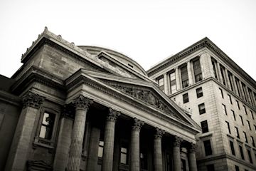 Old gloomy bank building.