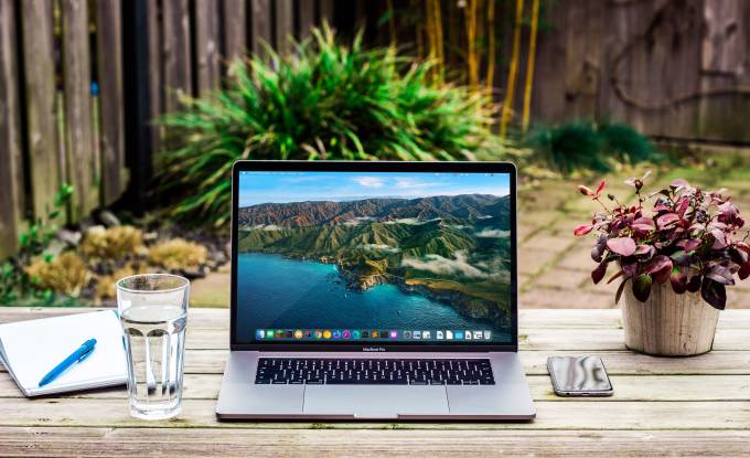 Working desk in a garden.