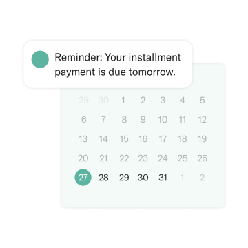 Instalments payment reminder with a calendar in the background.