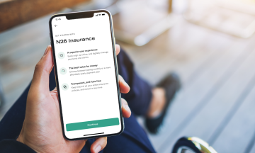 Phone with the N26 Insurance Feature open.