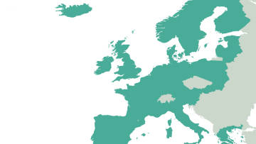 Map of Europe with the countries where N26 operates in 2018.