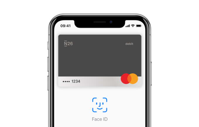 iPhone X mit darauf geöffnetem Apple Pay.