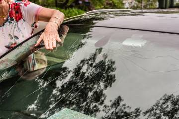 broken front glass of a car.