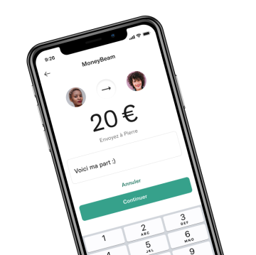 Capture d'écran du transfert MoneyBeam.