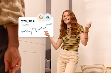 picture of a woman and a trading illustration.