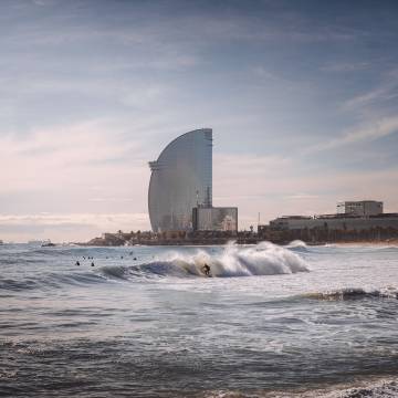 Surfer in Barcelona beach.