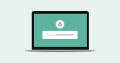 Illustration of an open laptop with lock symbol and strong password.