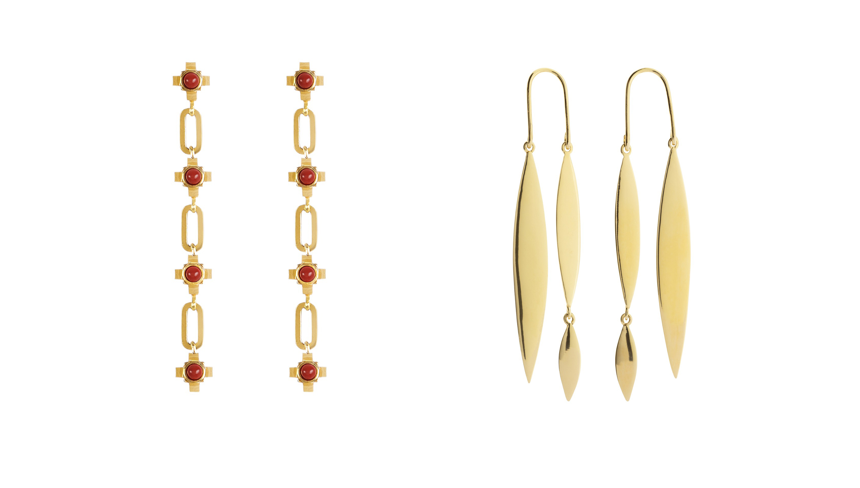 Pendientes Deassin rojo y dorado.