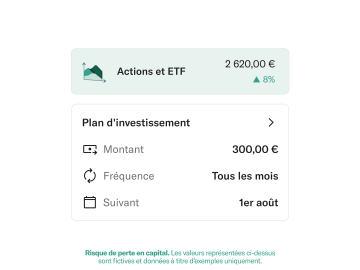 Écran de l'application N26 pour les plans d'investissement.