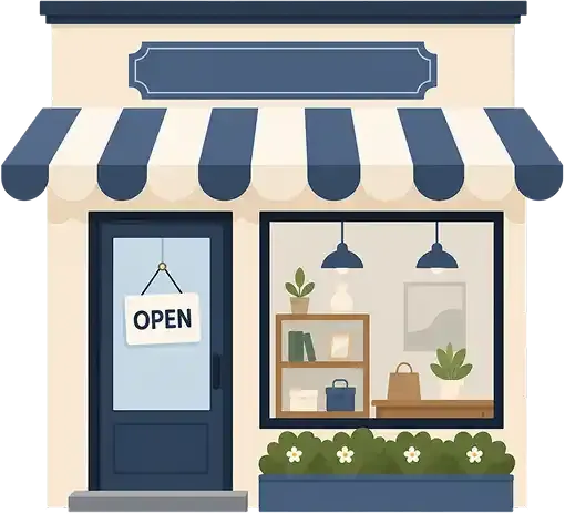 Storefront with open sign